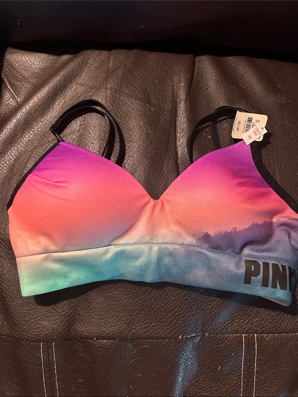 PINK Victoria's Secret Gradient Sunset Sports Bra - Pink, Coral, Purple, Teal